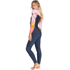 2022 Roxy Womens Syncro 4/3mm Chest Zip GBS Wetsuit ERJW103086 - Jet Grey / Coral Flame / Temple Gold